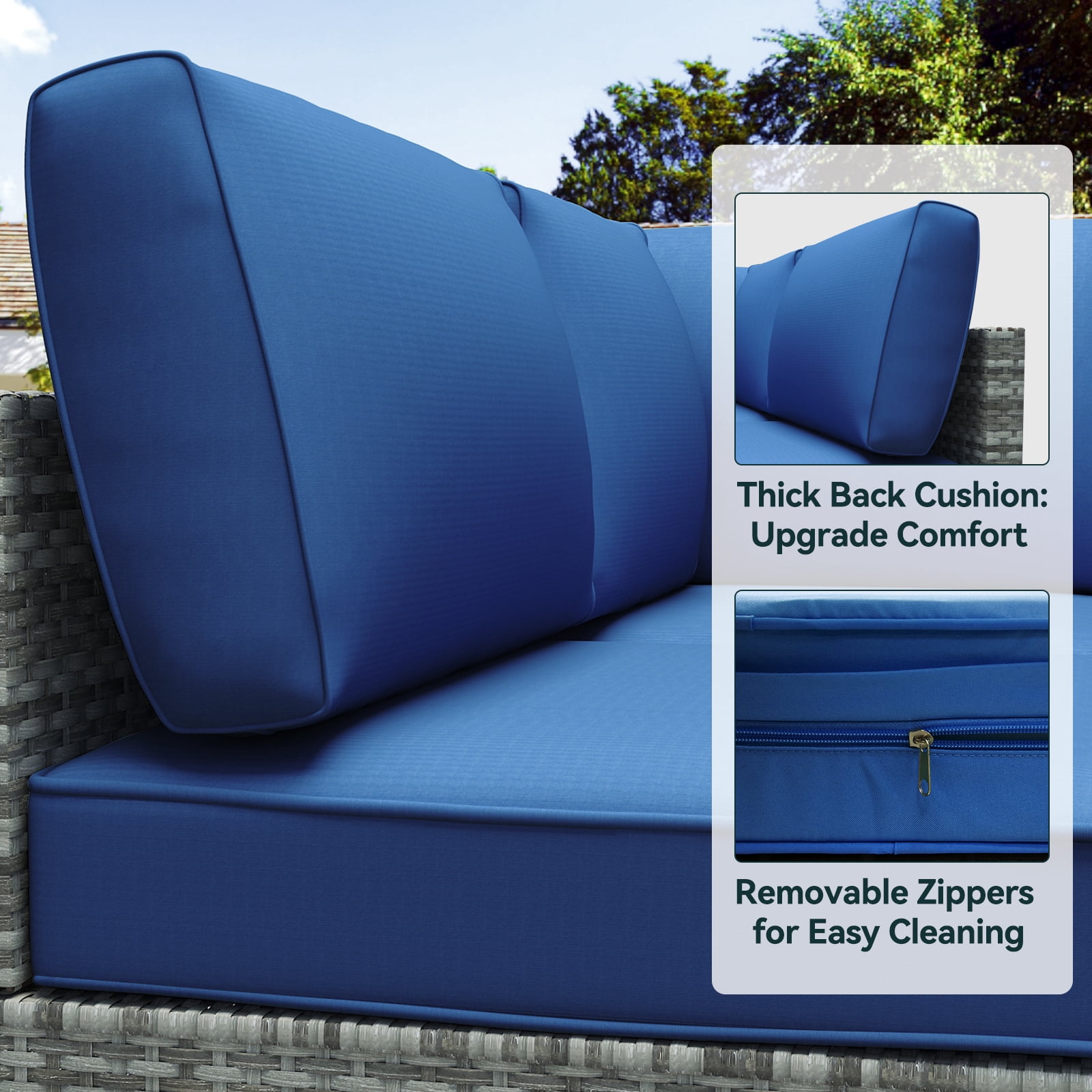Outdoor Cushions Set of 14 for 7 Pieces Sectional Rattan Conversation Sets,Outdoor Furniture Replacement Cushions for Patio Furniture,4-INCH Replacement Sofa Cushions