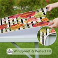 thumbnail image 6 of Square Tablecloth with Elastic Edges 34 * 34 Inch Pioneer Waterproof Black Stripe Background Red Roses Table Cover Washable Indoor and Outdoor for Party Kitchen Dinner Banquet Patio Picnic, 6 of 6