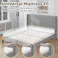 thumbnail image 7 of Frostbloom King Size Linen Fabric Platform Bed Frame with Vertical Channel Tufted Wingback Headboard, Light Gray, 7 of 7