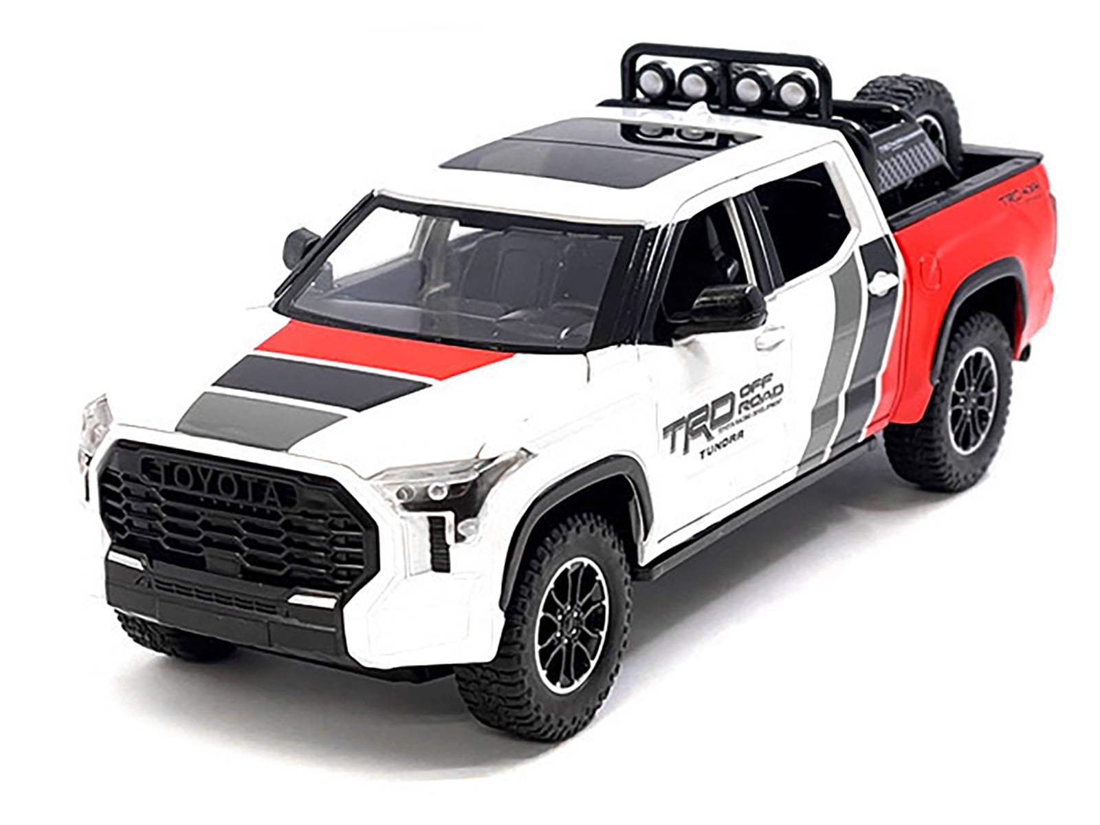 2023 Toyota Tundra TRD 4x4 Truck White & Red with Black and Gray with Sunroof and Wheel Rack Limited Ed 1/24 Diecast Model Car