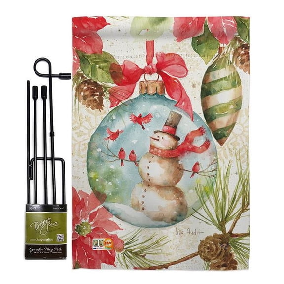 Breeze Decor BD-WT-GS-114195-IP-BO-D-US18-WA 13 x 18.5 in. Woodland Holiday Winter Wonderland Impressions Decorative Vertical Double Sided Garden Flag Set with Banner Pole
