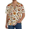thumbnail image 3 of Xecao offers the Thanksgiving Food for Men's Casual Short-sleeved Shirt, a button-up collared shirt with a pocket, perfect for beach vacations and yacht travel in the Large size., 3 of 7