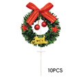 thumbnail image 2 of 10 Pieces Mini Christmas Wreaths 2.56" Artificial Xmas Wreath Hanging Ornaments for Cake Decor,Cute Miniature Wreaths for Door Windows Wall Stairs Christmas Tree Decorations, 2 of 7