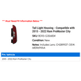 thumbnail image 2 of Tail Light Housing - Compatible with 2015 - 2022 Ram ProMaster City 2016 2017 2018 2019 2020 2021, 2 of 2