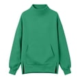 thumbnail image 4 of Dwellite Mock Neck Sweatshirt for Women Fall Turtleneck Long Sleeve Tops Oversized Pullover for Daily Wear,Sports,Going Out Green L, 4 of 6