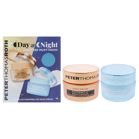 Peter Thomas Roth Day and Night Moisture Must-Haves Kit , 2 Pc 0.67oz Potent C Brightening Vitamin C Moisturizer, 0.67oz Water Drench Hyaluronic Cloud Rich Barrier Moisturizer