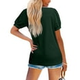 thumbnail image 4 of Encolax Women V Neck Summer Tops Puff Sleeve Basic Casual T Shirts Green M, 4 of 5