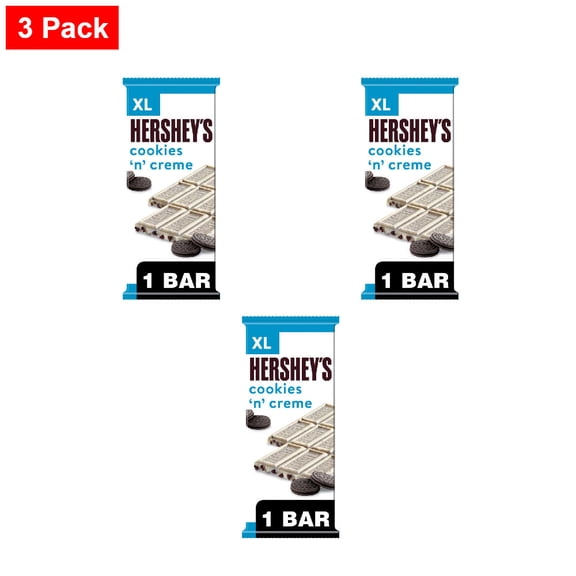 HERSHEYS Cookies n Creme XL Candy Bar 4 oz - 3 Pack