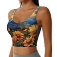 thumbnail image 2 of Gukieu Sunset Sky Sunflower Print Women's Sports Vest, Low-neck U-shaped Removable Pad Sports Bra for Yoga, Exercise, Dance-X-Large, 2 of 8