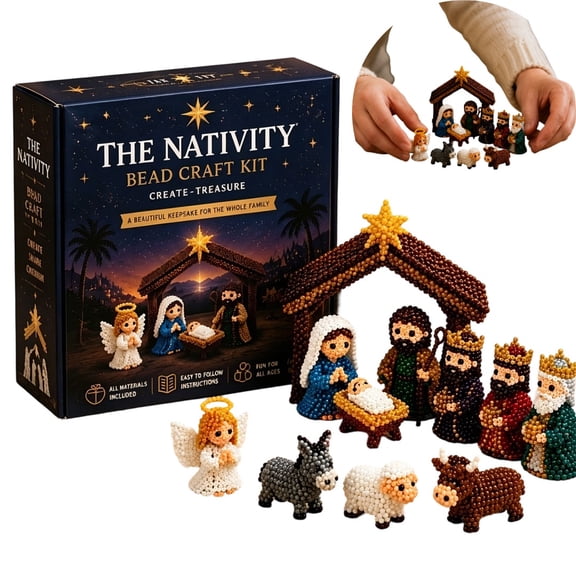 3D Beaded Nativity Kit, 3D Beaded Animal Kit, 3D Beadwork Art Craft Set, Bead Animal Making Kit for Craft Enthusiasts, Creative DIY Decoration Gifts for Christmas in July