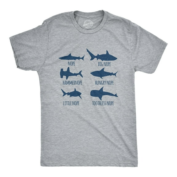 Mens Shark Nope T Shirt Funny Fear Of Sharks Breeds Graphic Novelty Tee for Guys Graphic Tees