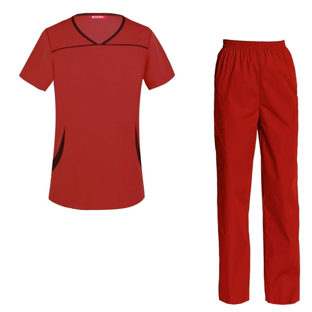 Women's Scrubs Set Scrub Top and Pants Scrubs Set