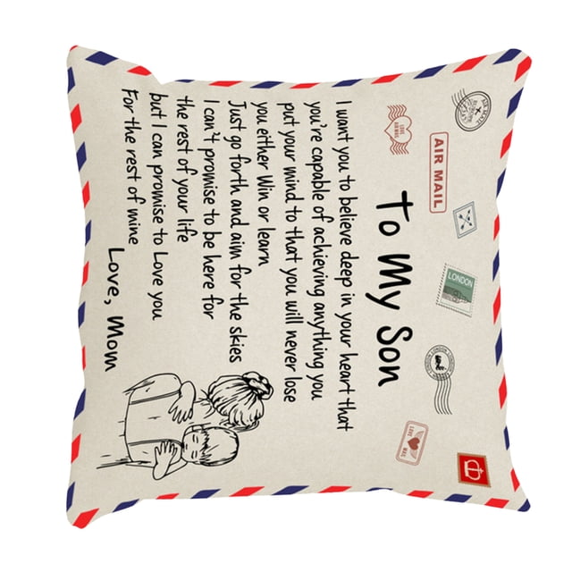 Toystoory Funda de almohada de piel de melocotón con letras de 45x45cm, diseño personalizado, funda de almohada decorativa, funda de cojín para el Decoración del hogar Mamá a Hijo Toystoory HA002997-03