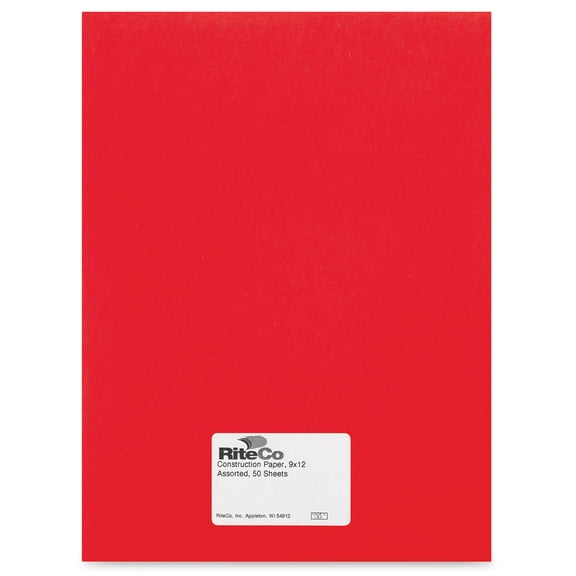 RiteCo Construction Paper - Holiday Red, 9" x 12", 50 Sheets
