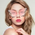thumbnail image 6 of Luxury Diamond Butterfly Sunglasses Women Vintage Rimless Oversized Rhinestone bling Sun Glasses Ladies Y2K Eyewear Orange, 6 of 6