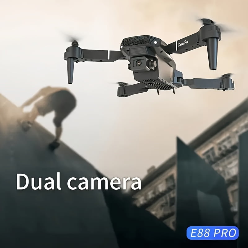 The E88 PRO Dual-camera Drone Features Stable Optical Flow, Is A Foldable Remote-controlled Drone, A Remote-controlled Drone Suitable for Beginners, And An Economical Indoor And Outdoor Aircraft
