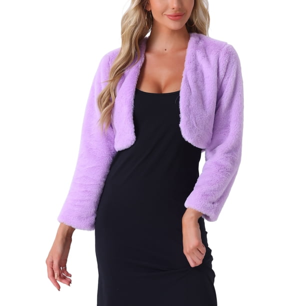 Bolero formal para vestido de noche de mujer, chal de piel sintética, chaqueta M color púrpura lavanda