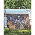 thumbnail image 4 of 4th of July RV Awning Sun Shade Screen 9'X15.3' Majestic Soaring Eagle Mesh Sunscreen American Flag Sky Could Awning Shade Screen with Zipper UV Blocker Completed Kits for RV Motorhome Camper, 4 of 7