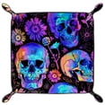 thumbnail image 2 of Jewelry Dish Trinket Tray Home Decor Wedding Gift for Her Small Ring Holder Neon Skull Flower Patterns Flag, 16x16cm, 2 of 6
