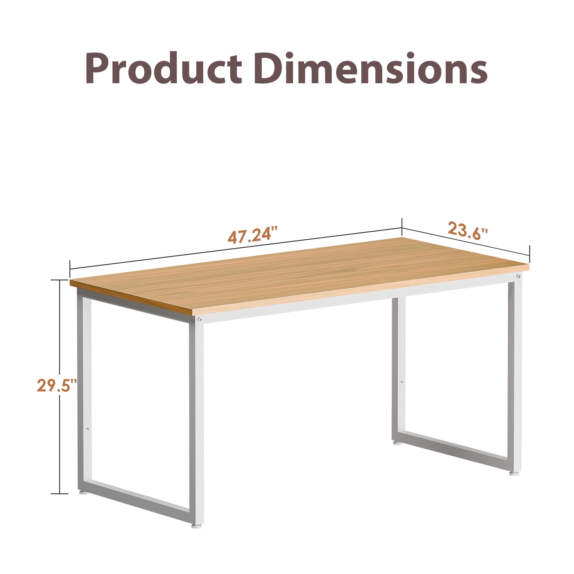 HomGarden 47-in Computer Gaming Desk Simple MDF Study Writing Table Adult Home Office Natural