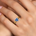 thumbnail image 4 of Gem Stone King 14K Two Tone Gold Fancy Blue Zirconia Solitaire Engagement Ring for Women | 1.71 Cttw | Heart Shape 8MM | Gemstone Birthstone | Size 8, 4 of 6