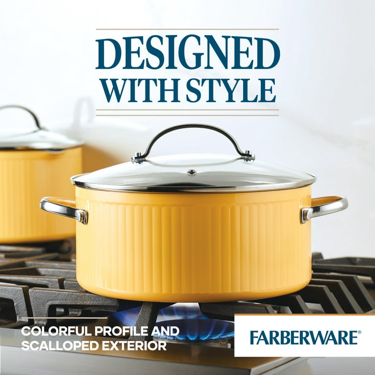 Farberware Style Nonstick 10 Pc Cookware Pots and Pans Set, Yellow 