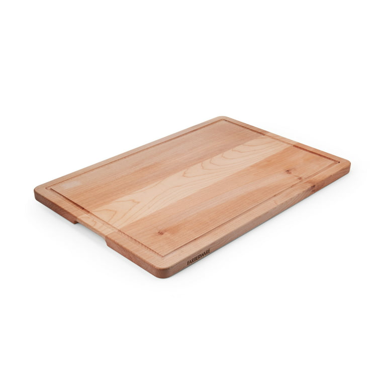 Farberware Maple Wood Cutting Board with Juice Groove and Handles 14X20X0.75-inch