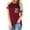 Red, variant on Women Stripes Leopard Printed Pocket Short Sleeve Top