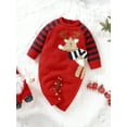 thumbnail image 6 of Bagilaanoe Newborn Baby Girl Boy Christmas Jumpsuit Deer Print Long Sleeve Bodysuit 3M 6M 9M 12M 18M Infant Knit One Piece Romper, 6 of 9