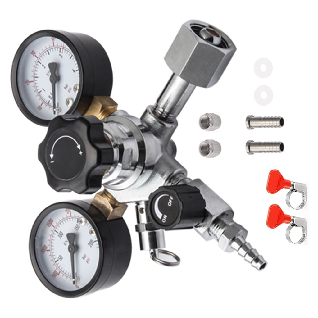 CO2 Regulator Valves 5/16in Regulator Draft Beer Machine Double Stage Carbon Dioxide Pressure Reducing Valves Stainless