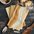 thumbnail image 6 of Yellow Brown Kitchen Towels Set of 3, Water Absorbent Dish Towel, Gradient Wave Stripes Modern Geometric Decorative Hand Towels - Quick Drying Cloth for Cooking Baking, 18x28 Inch, 6 of 8