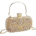 thumbnail image 1 of Bolsos de mano dorados para mujer de noche, bolso de hombro tipo bandolera con cristal, bolso Formal de diamantes de imitación para fiesta de boda, 1 of 5
