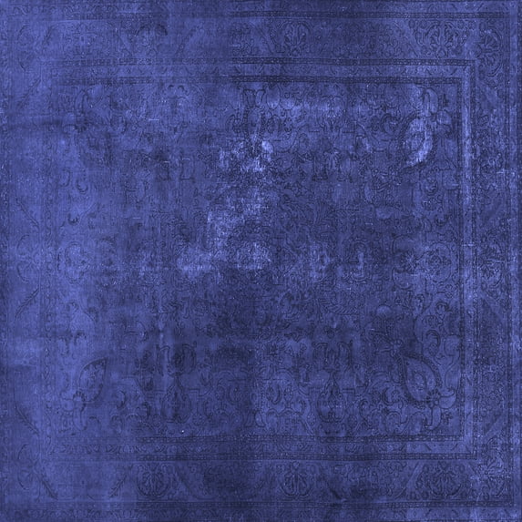 Ahgly Company Indoor Square Abstract Blue Contemporary Area Rugs, 3' Square