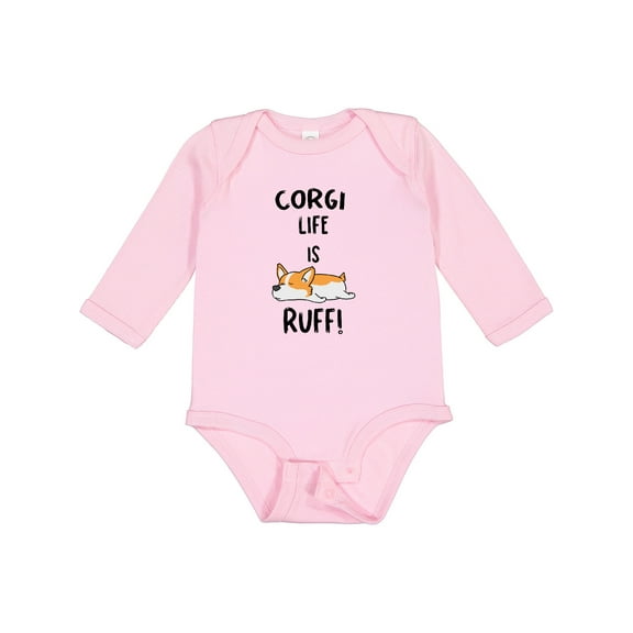 Inktastic Corgi Life is Rough Boys or Girls Long Sleeve Baby Bodysuit