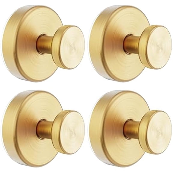 Suction Cup Hooks for Glass Window, Mirror, Wreaths - Shower Hooks for Inside Shower, No Drill Towel Hooks for Bathrooms, Bath Robe Coat Looafh Hook for Hanging - Gold (4 Pack)