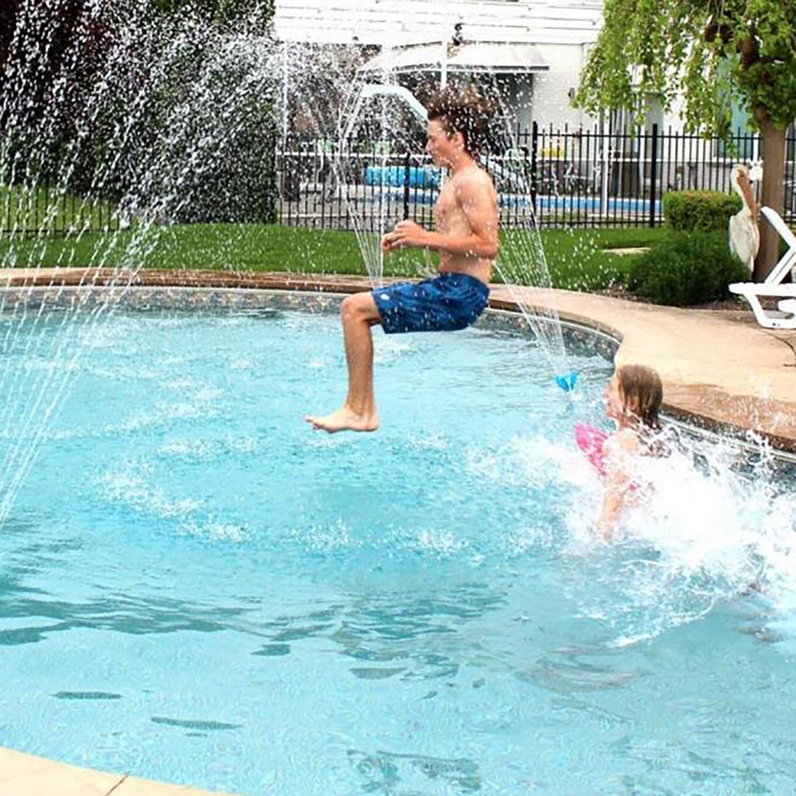 (Clearance) pdqouc Pool Fountain for Above and In-Ground Pools, Adjustable Spray Waterfall Sprinkler Cooler for Pool, Swimming Pool Spa Water Fountain, High-Pressure Pool Spray Fountain