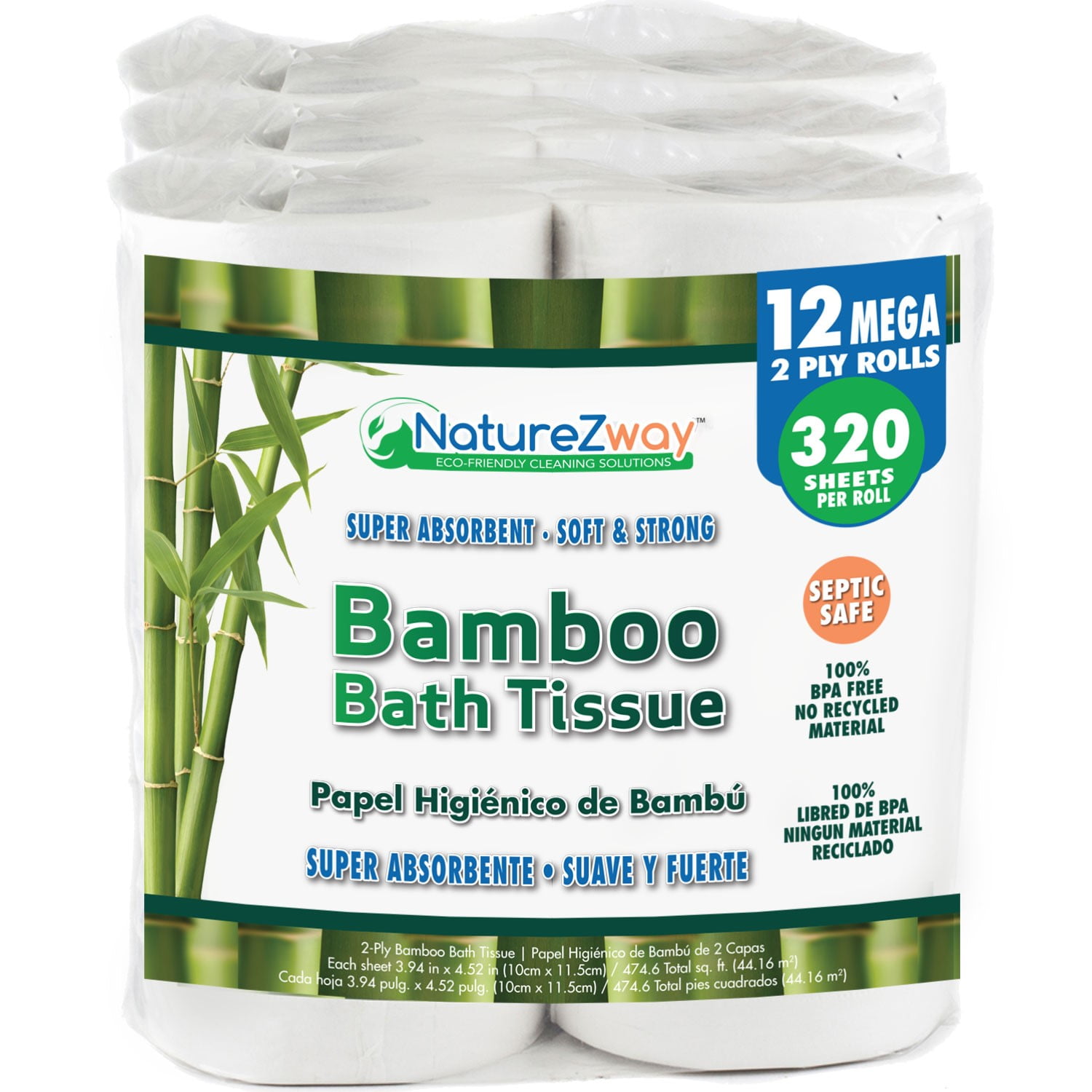 NatureZway  2-Ply Toilet Paper, 12 Rolls