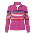 thumbnail image 5 of Rrxhxhs Sweatshirt for Women Colorful Horizontal‑Stripe Quarter Zip Mock Neck Long Sleeve Loose Casual Pullover Top, 5 of 5