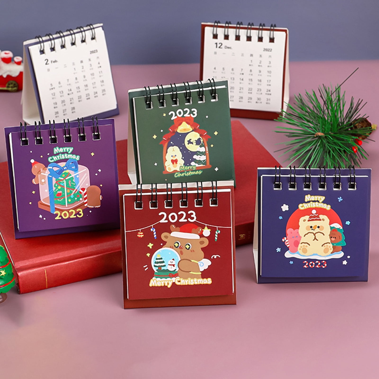 Tuelaly Christmas Calendar Double Coil Design Cartoon Pattern Record