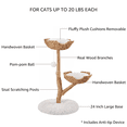 thumbnail image 3 of Unipaws Wood Cat Tree Tower for Large Cats 20lbs, Natural Cat Tree Tower with Dual Woven Baskets, 41-inch Cat Activity Tree with Plush Cushions, Aesthetic Short Cat Tree with Scratching Post, 3 of 7