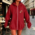 thumbnail image 5 of Gsakboxl Sweatshirt Women Football Embroidery Full Zip Up Long Sleeve Hooded Sweatshirt, Casual Outer Hood Jacket For Football Lovers Fall Daily Wear, 5 of 8