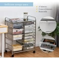 thumbnail image 5 of 15-Drawer Rolling Storage Cart, Multipurpose Rolling Storage Cart, Storage Organizer on Wheels, Durable Metal Frame, Scrapbook Paper Tools, Suitable for Office School (Clear), 5 of 18