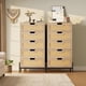 thumbnail image 4 of Moderno natural rattan 5-cajón de madera chest: estilo rural almacenamiento gabinete con metal legs para dormitorio, sala de estar, o entrada, 4 of 8