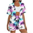 thumbnail image 2 of Nmnitkp Women's Hawaiian Vacation Outfits Tropical Print Shirt and Shorts Set Floral Short Sleeve Button Down Shirts Outfits Beach Sets Resort Wear S-2XL, 2 of 7
