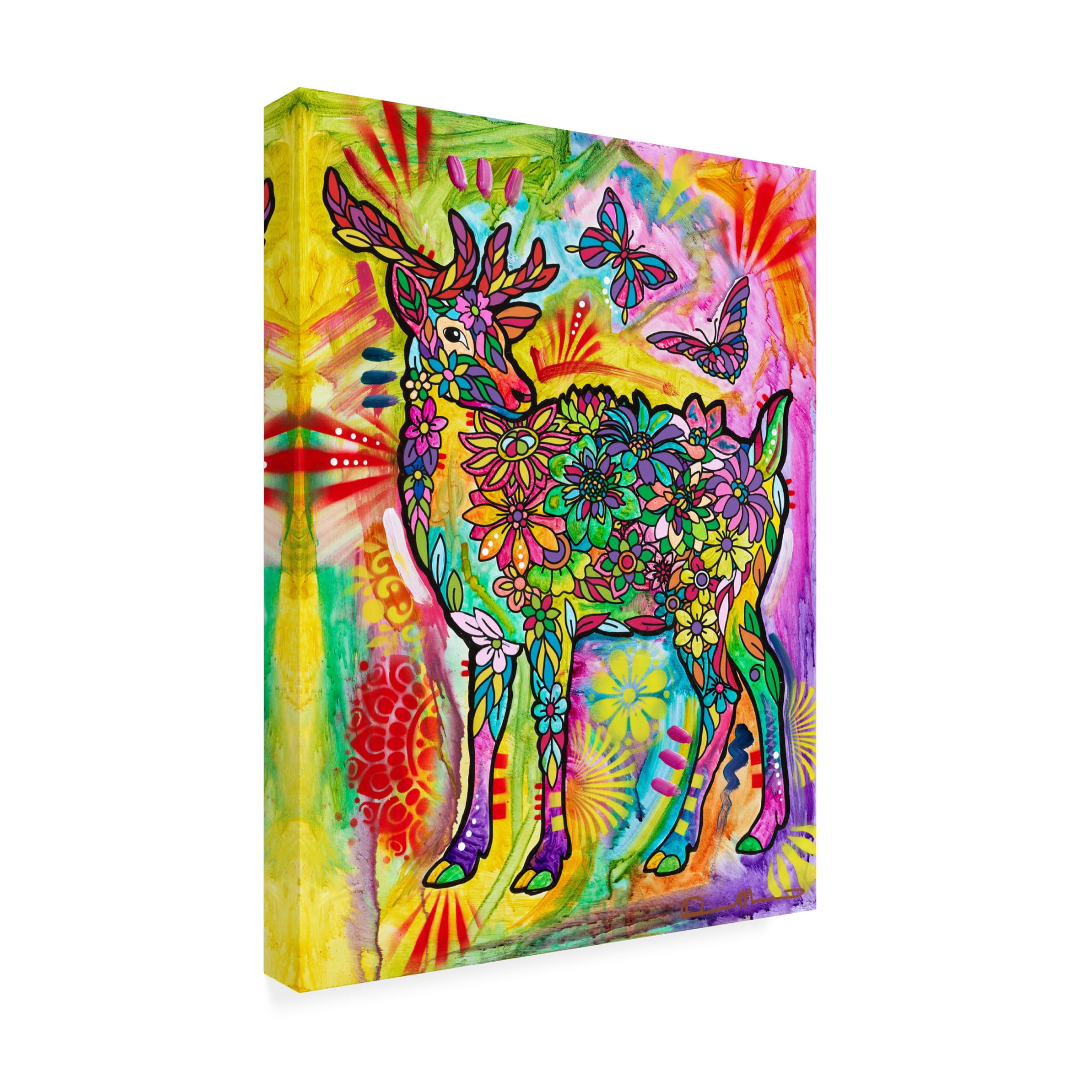 Canvas Wall Art - Dean Russo 'Flower Deer' Wall Art for Living Room, Bedroom, or Office Décor by Trademark Fine Art - 35 x 47 Inches