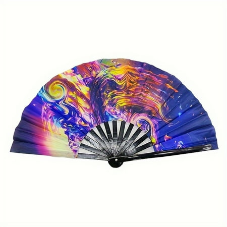 

hghfhj UV Fluorescent Folding Fan Same Size for Different Styles - 64cm/25.2inch 33cm/12.99inch Bamboo Frame No Feather UV Glow Perfect for Parties and Festivals