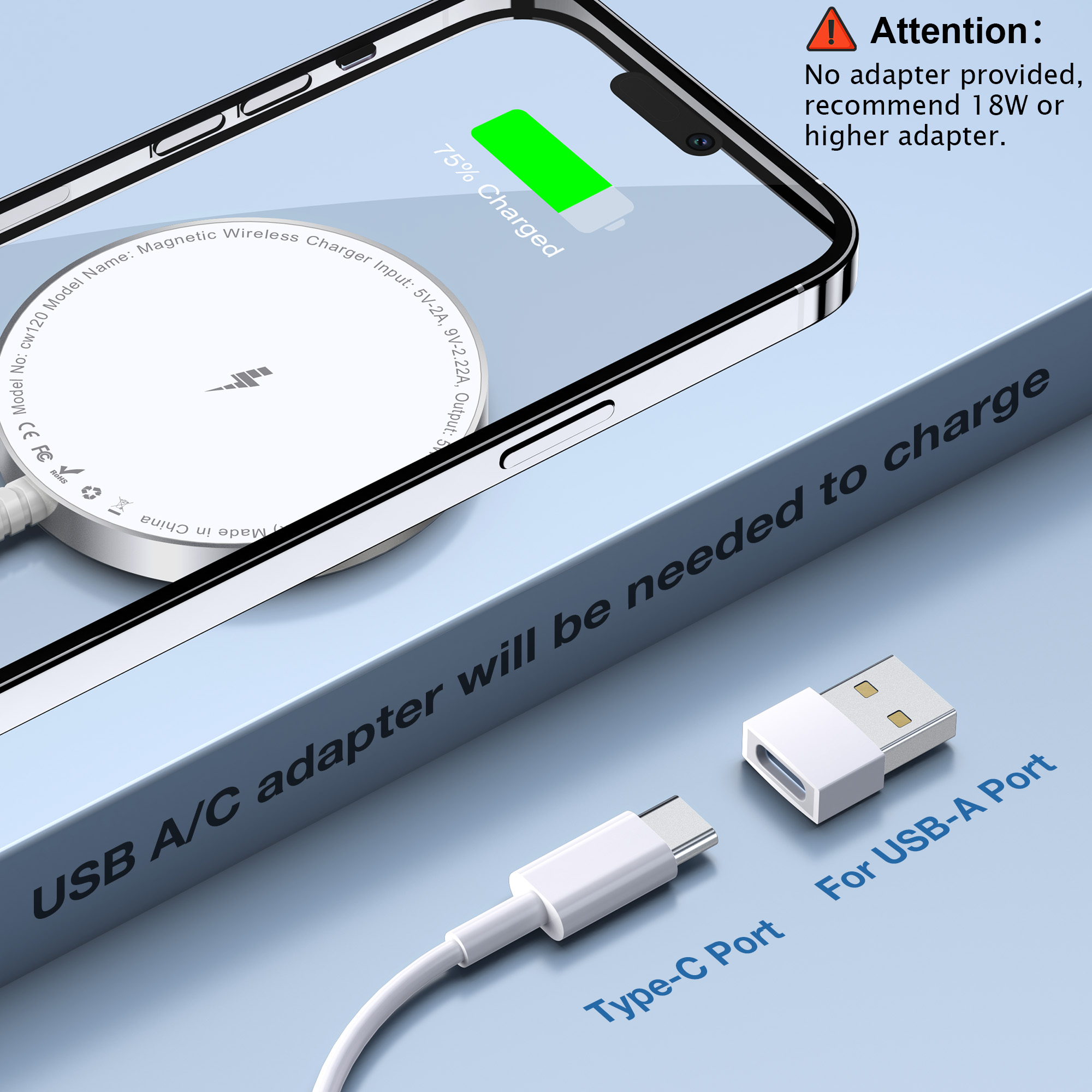 ETEPEHI 2-Pack Magnetic Wireless Charger for iPhone & AirPods photo 5