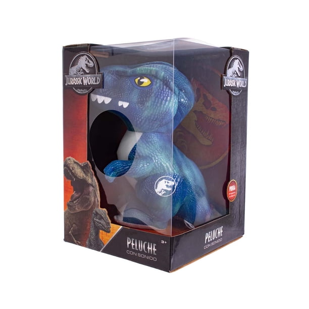Dinosaurio Peluche Velociraptor Blue con sonido y Caja Jurassic