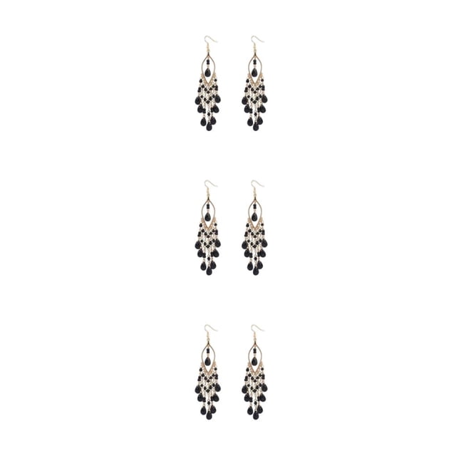 Sonducket Pendientes bohemios de moda para mujer Pendientes colgantes con cuentas de colores, fáciles de usar y elegantes, negro Type1 NO1
