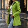 thumbnail image 6 of BRGZLK Rain Coats for Women Trendy Zip Up Solid Color Long Sleeve Hooded Lightweight Long Waterproof Jackets Elastic Waist Casual Outdoor Hiking Raincoats Green M, 6 of 7